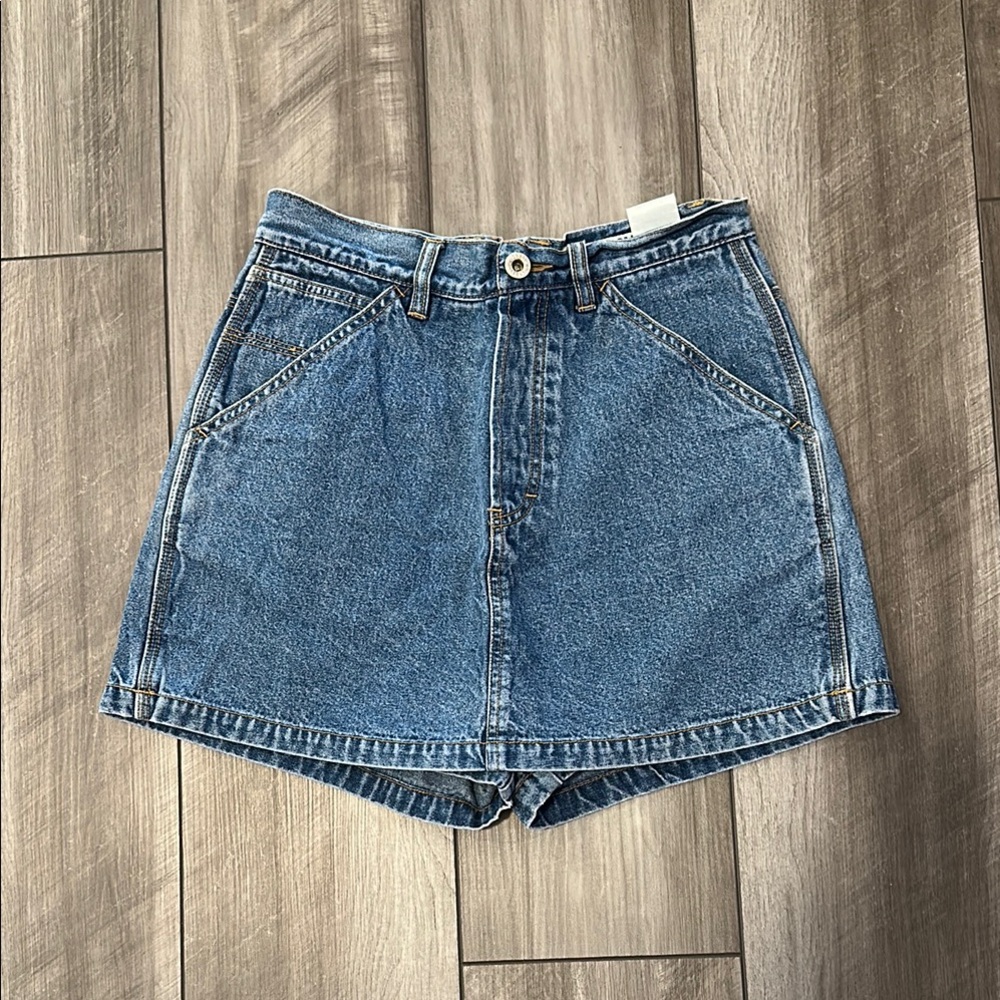 High-Waisted Denim Skort